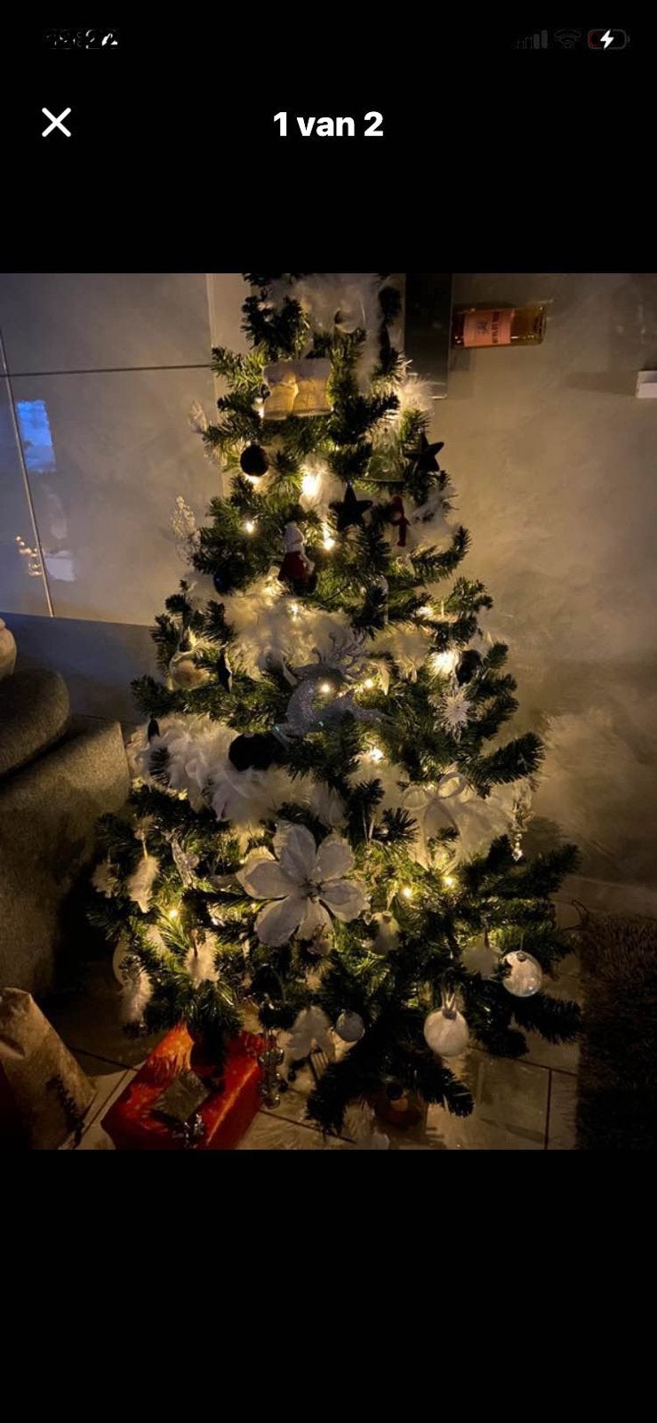 Kerstboom groot met alle deco erbij, Diversen, Kerst, Ophalen, Zo goed als nieuw