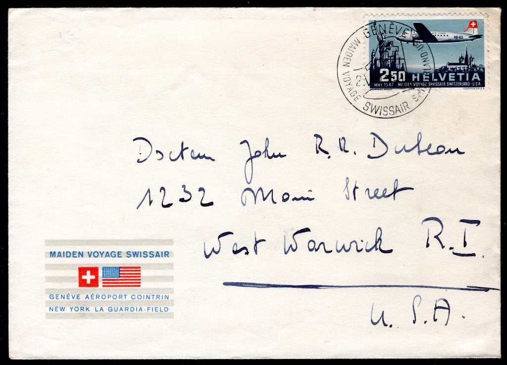 ZWITSERLAND Yt. PA41 FDC 1947, Verzenden, Gestempeld