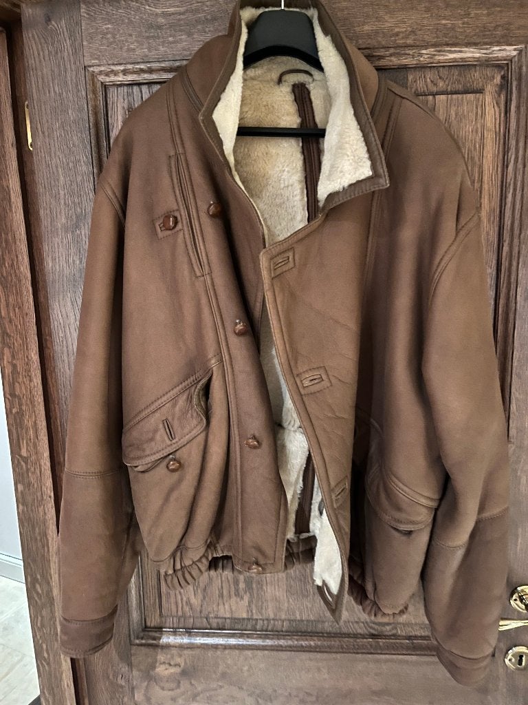 Veste pour homme Mouton, marron, en cuir d'agneau de haute, Andere, Taille 56/58 (XL), Brun, Enlèvement