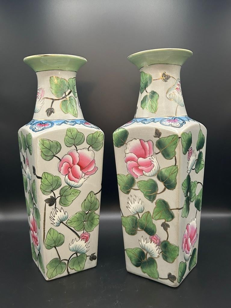 Vases anciens, porcelaine chinoise avec peinture dorée, Enlèvement ou Envoi