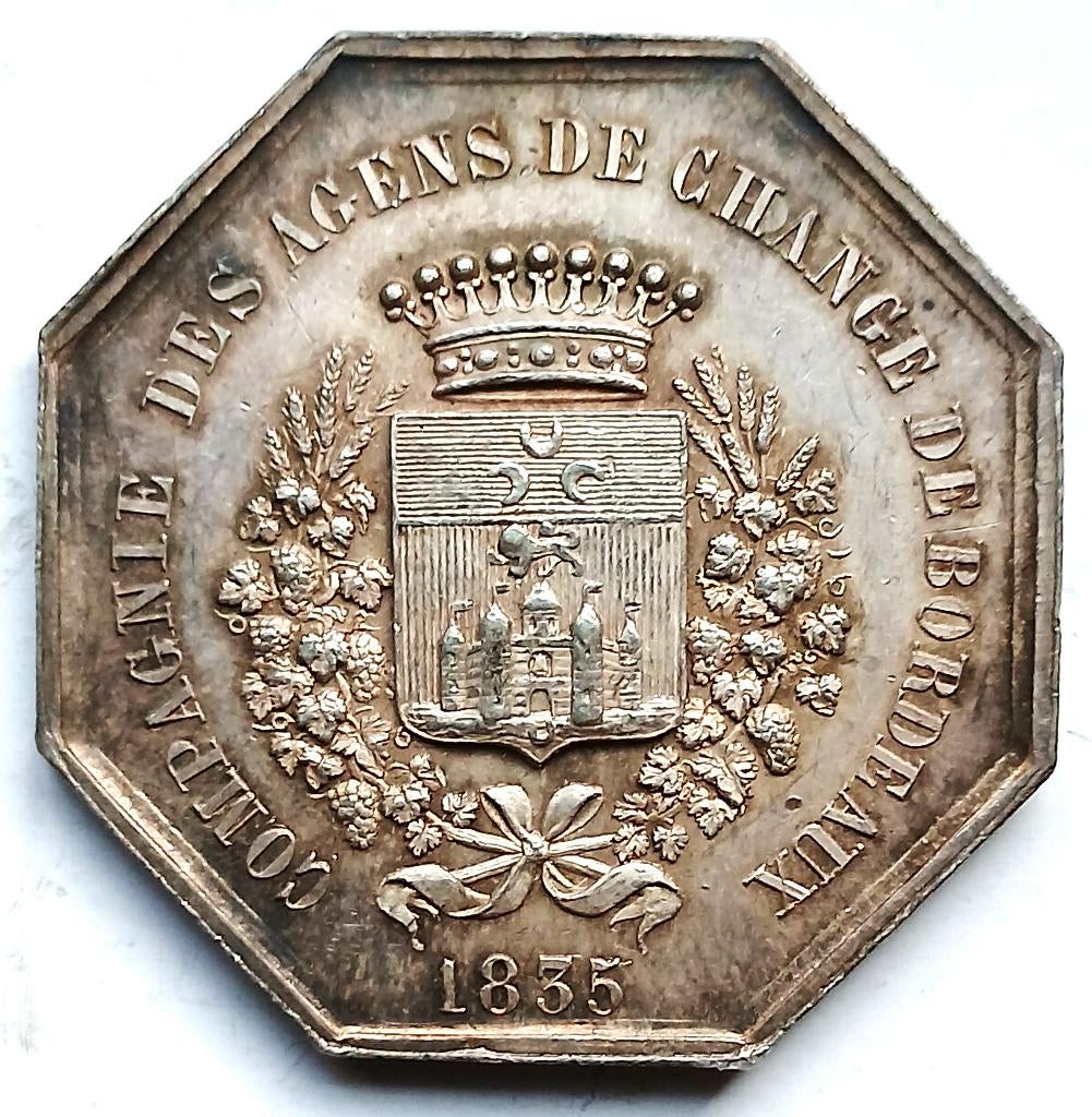 médaille d'argent 1835 Bordeaux compagnie des agents  change, Enlèvement ou Envoi, Argent