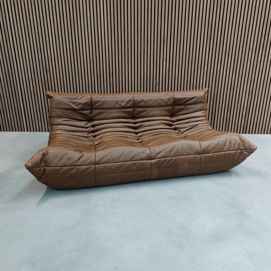 Ligne Roset Togo Large Driezits | Mokka Leder, Ophalen of Verzenden