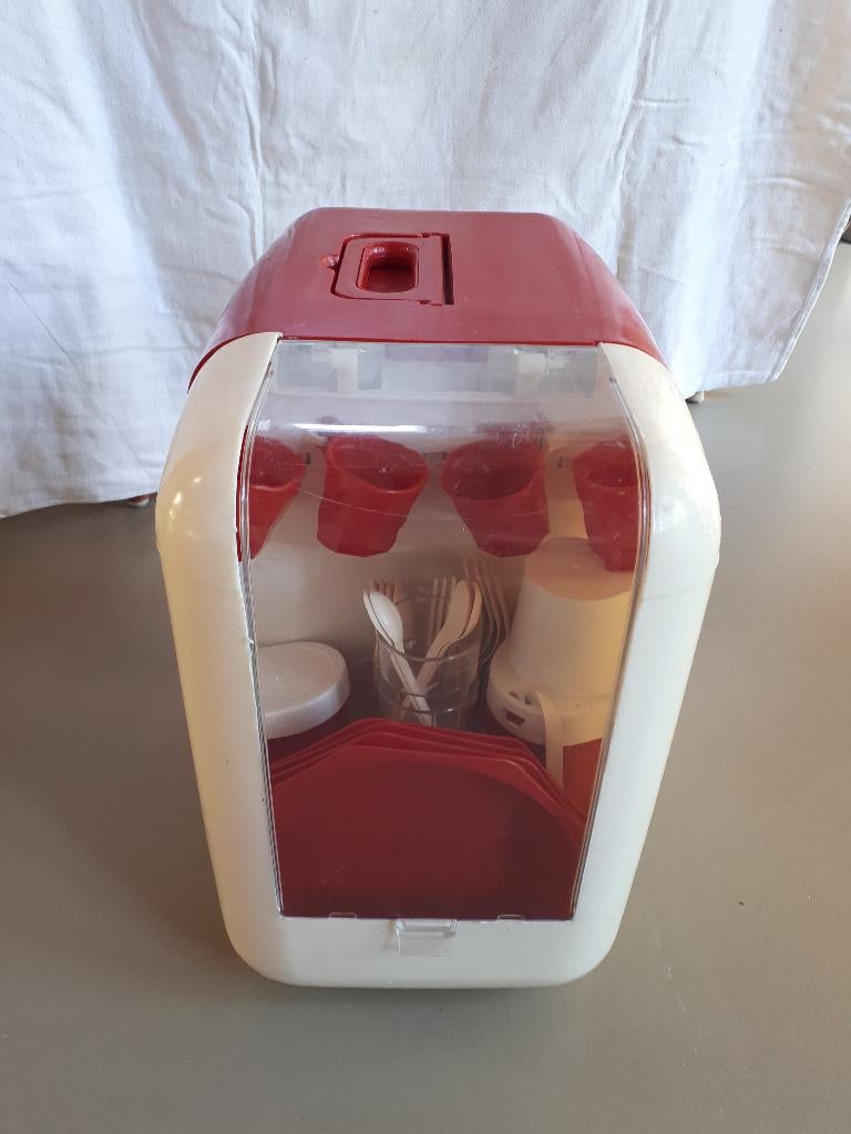 Vintage Koelbox met picnicmateriaal voor 4 personen, Ophalen, Zo goed als nieuw
