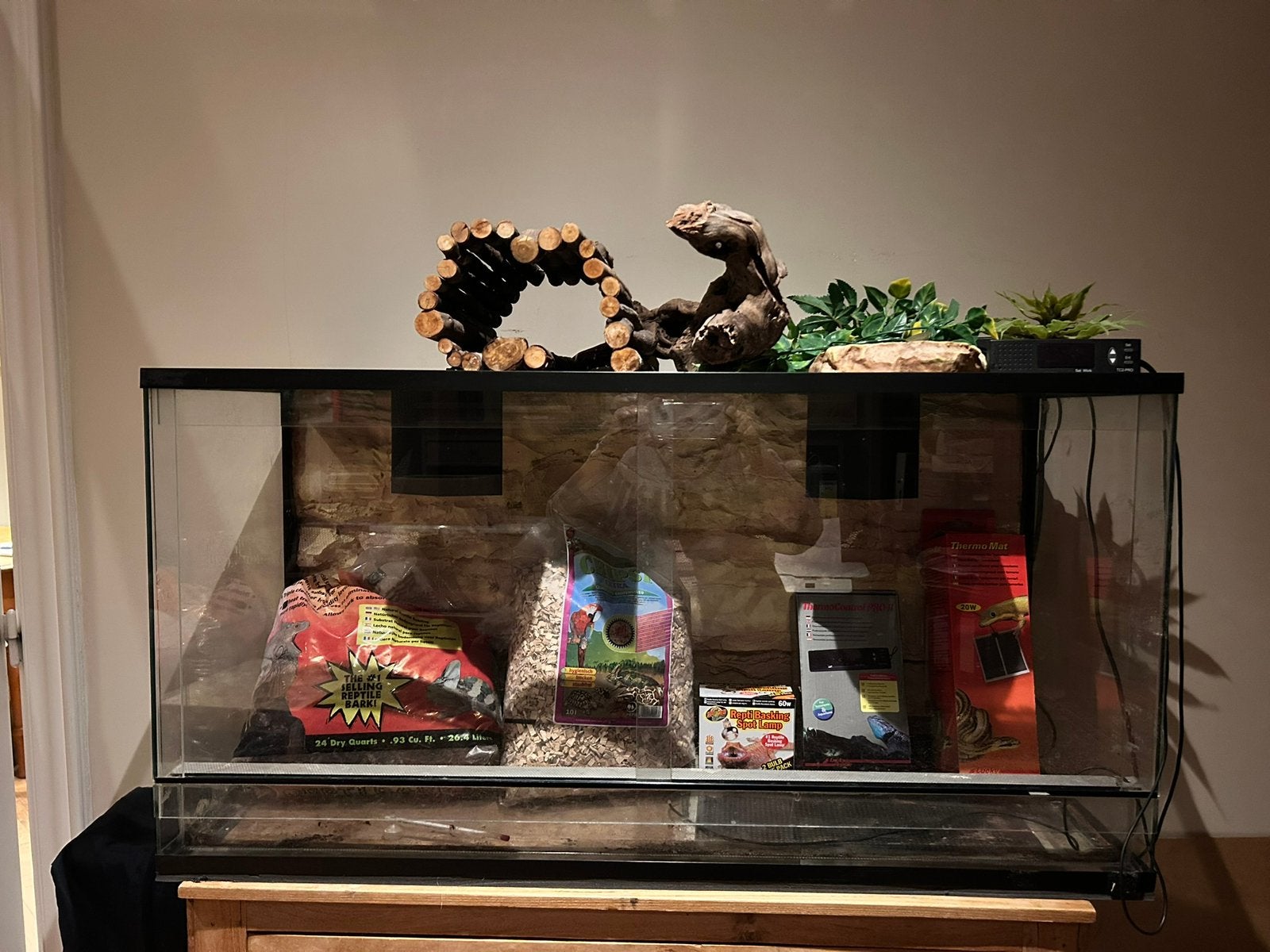 Grand terrarium, thermostat, tapis chauffant, gamelle, deco…, Animaux & Accessoires, Enlèvement, Utilisé, Terrarium ou Paludarium