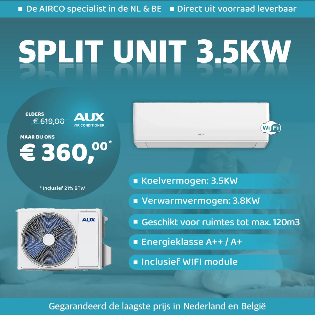 AUX Airco Split Unit 3,5kW + GRATIS WIFI, Enlèvement, Neuf