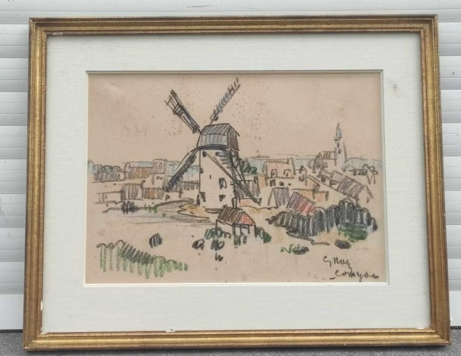 Pastel coxyde signe géo navez, Antiquités & Art, Enlèvement ou Envoi, Pastel