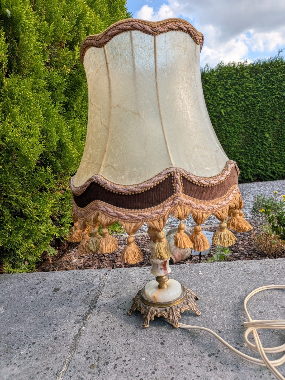 vintagz marmer Onyx lampen voet met kap, Ophalen of Verzenden