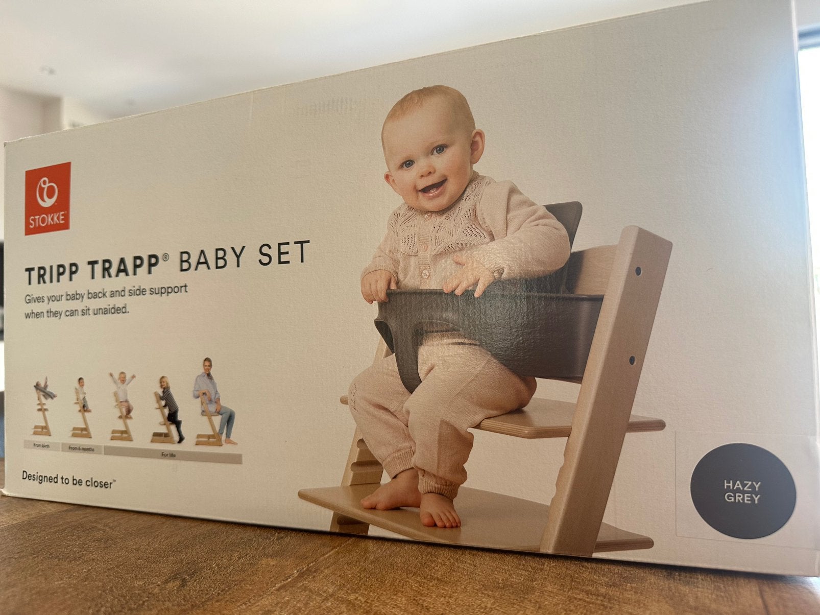 Tripp Trapp baby set hazy grey, Kinderen en Baby's, Ophalen, Zo goed als nieuw