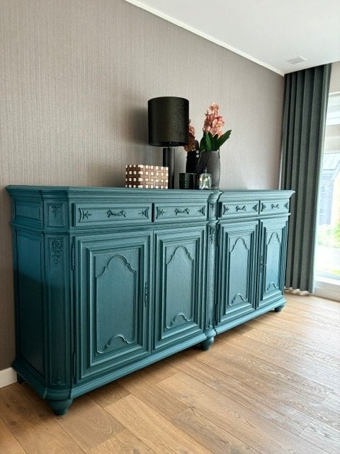 Volle eiken dressoir handgemaakt, Ophalen, Gebruikt, Eikenhout, 200 cm of meer