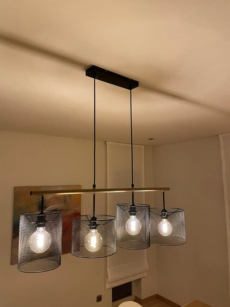 Hanglamp Lucide Baskett 4xE27 - Zwart, Ophalen, Zo goed als nieuw, Metaal