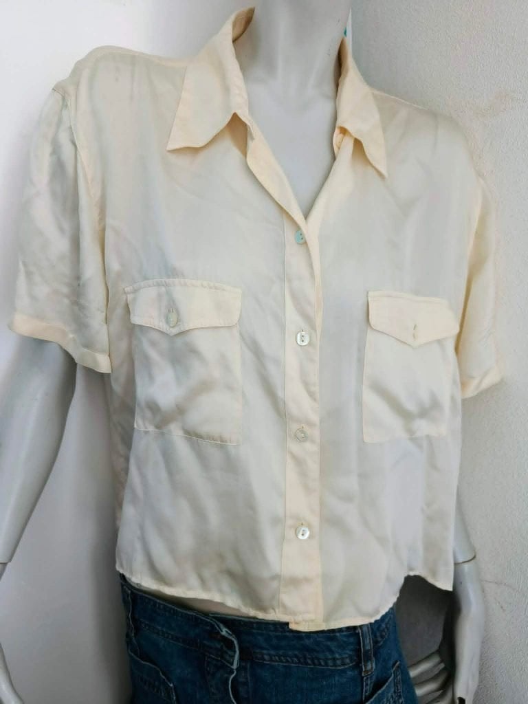 Zijden blouse met korte mouwen Marco Visconti M, Maat 38/40 (M), Beige, Ophalen of Verzenden, Marco Visconti