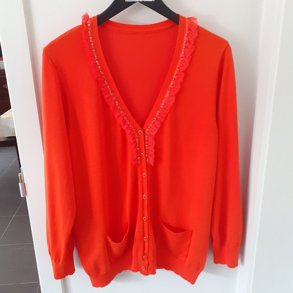 Oranje-rood vestje Maat: 46 Prijs: € 3, Rouge, Taille 46/48 (XL) ou plus grande, Enlèvement ou Envoi, Porté