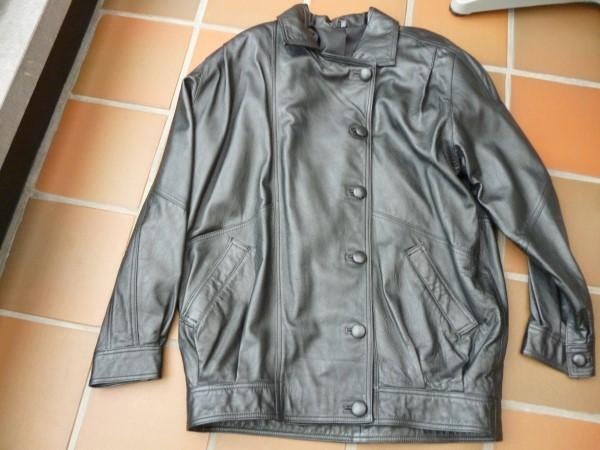 Mooie lederen jas 38/40, Enlèvement, Comme neuf, Taille 38/40 (M), Noir
