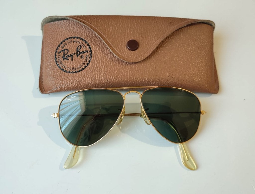 Vintage B&L piloten zonnebril Ray-Ban Aviator 52mm A30, Gebruikt, Zonnebril, Overige kleuren, Ophalen of Verzenden