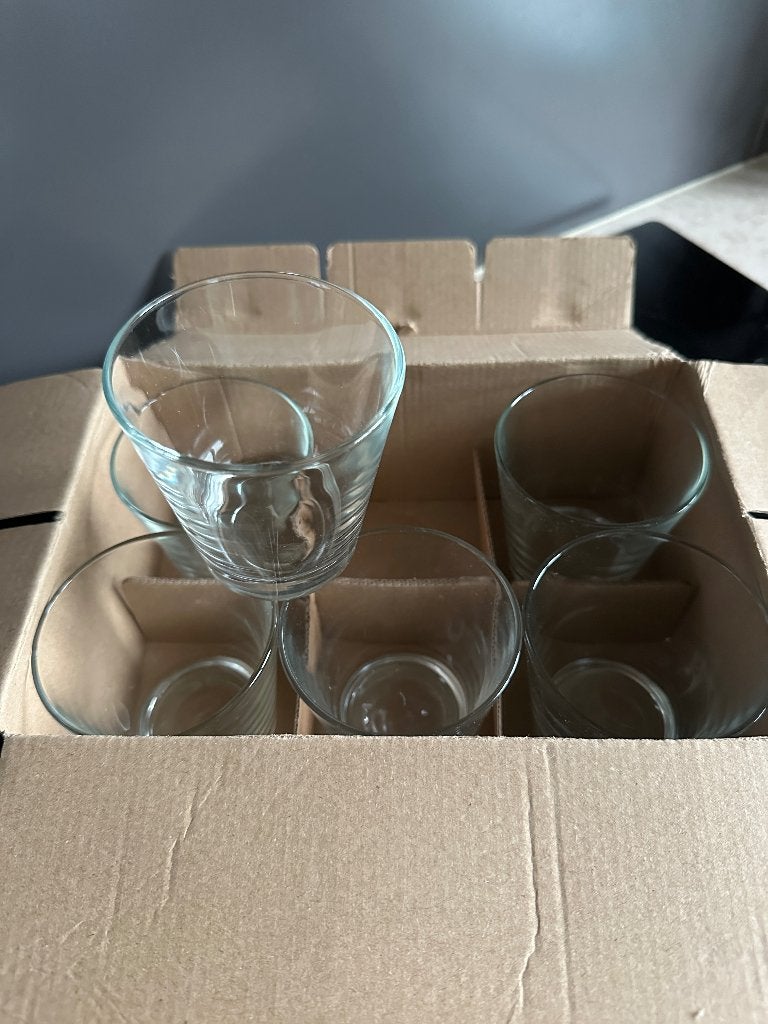 Set van 6 transparante glazen potjes, Ophalen, Nieuw, Glas, Kaars