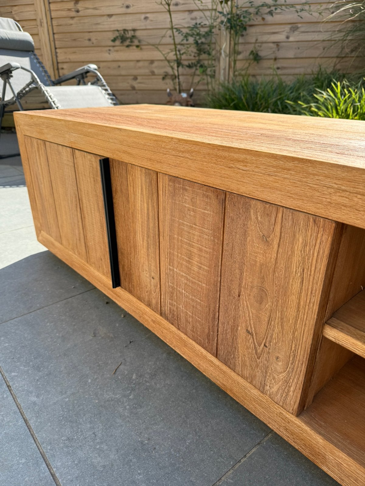 Tv meubel hout, Ophalen, Zo goed als nieuw, Industrieel, Met lade(s)