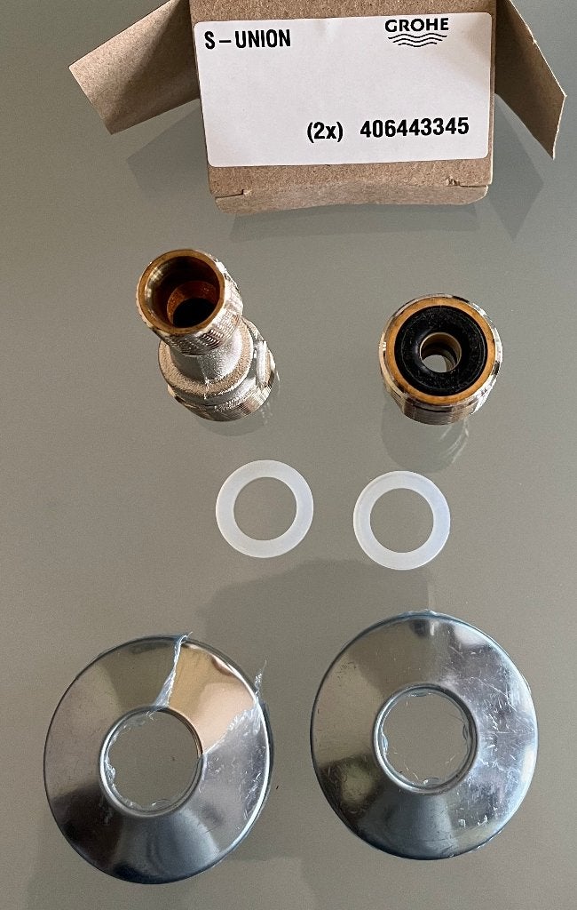 Kit de connecteurs GROHE avec joints et couvercles, Bricolage & Construction, Enlèvement, Neuf, Chrome, Douche
