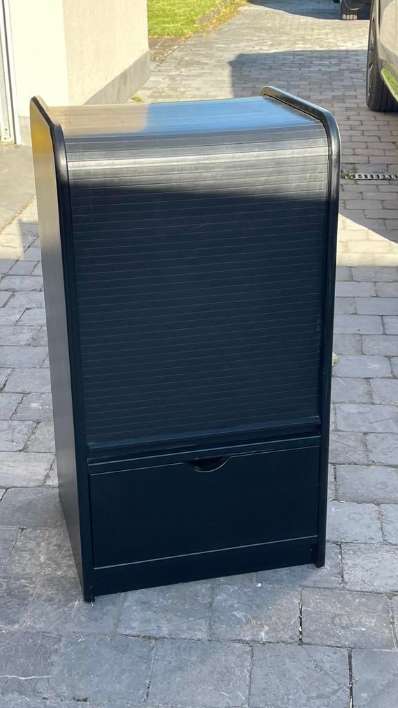 Kleine zwarte rolluikkast / bureaukast – compact model, Ophalen, Gebruikt