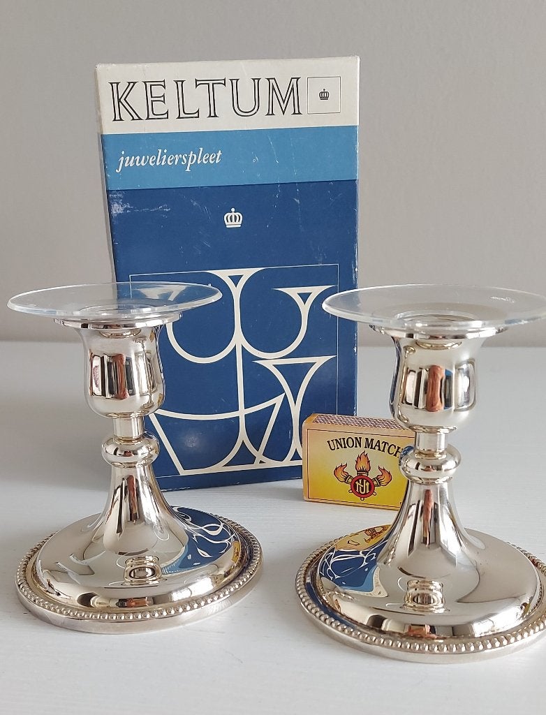 2 Keltum verzilverde kandelaars, Ophalen of Verzenden