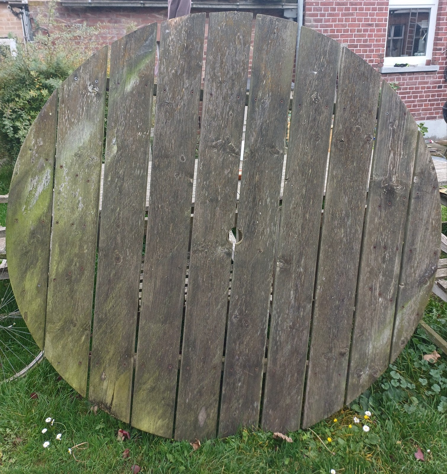 Rond tafelblad diam 1,65m, Tuin en Terras, Ophalen, Rond, Hout