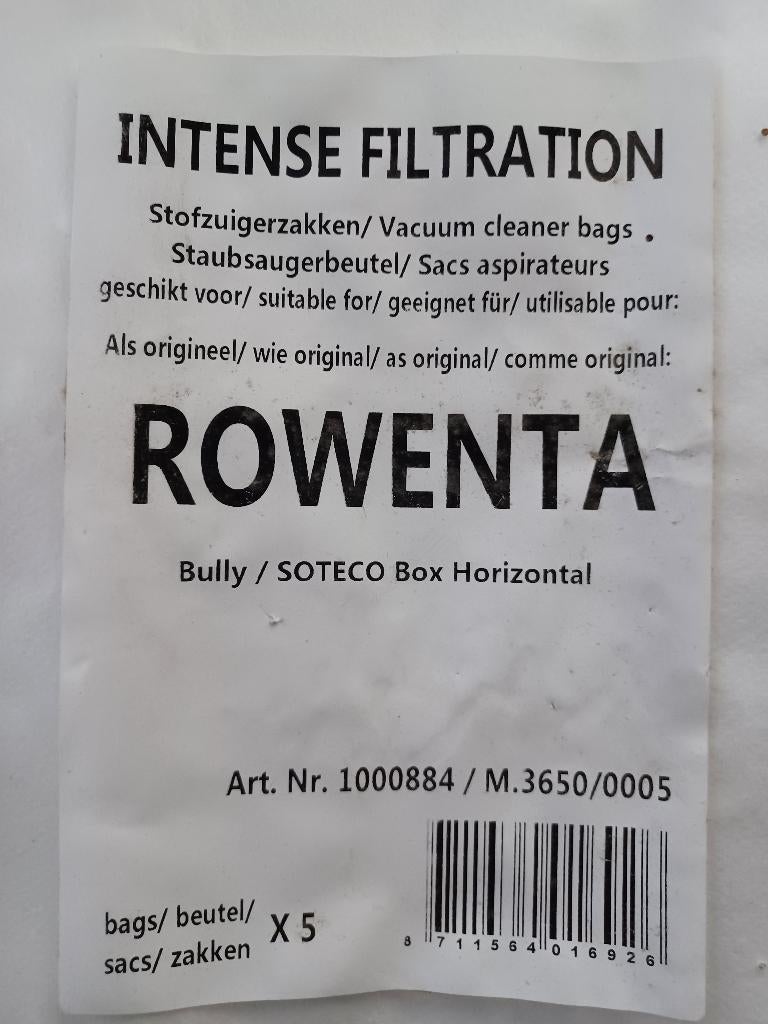 5 sacs pour aspirateur Rowenta Bully, Electroménager, Enlèvement ou Envoi, Neuf