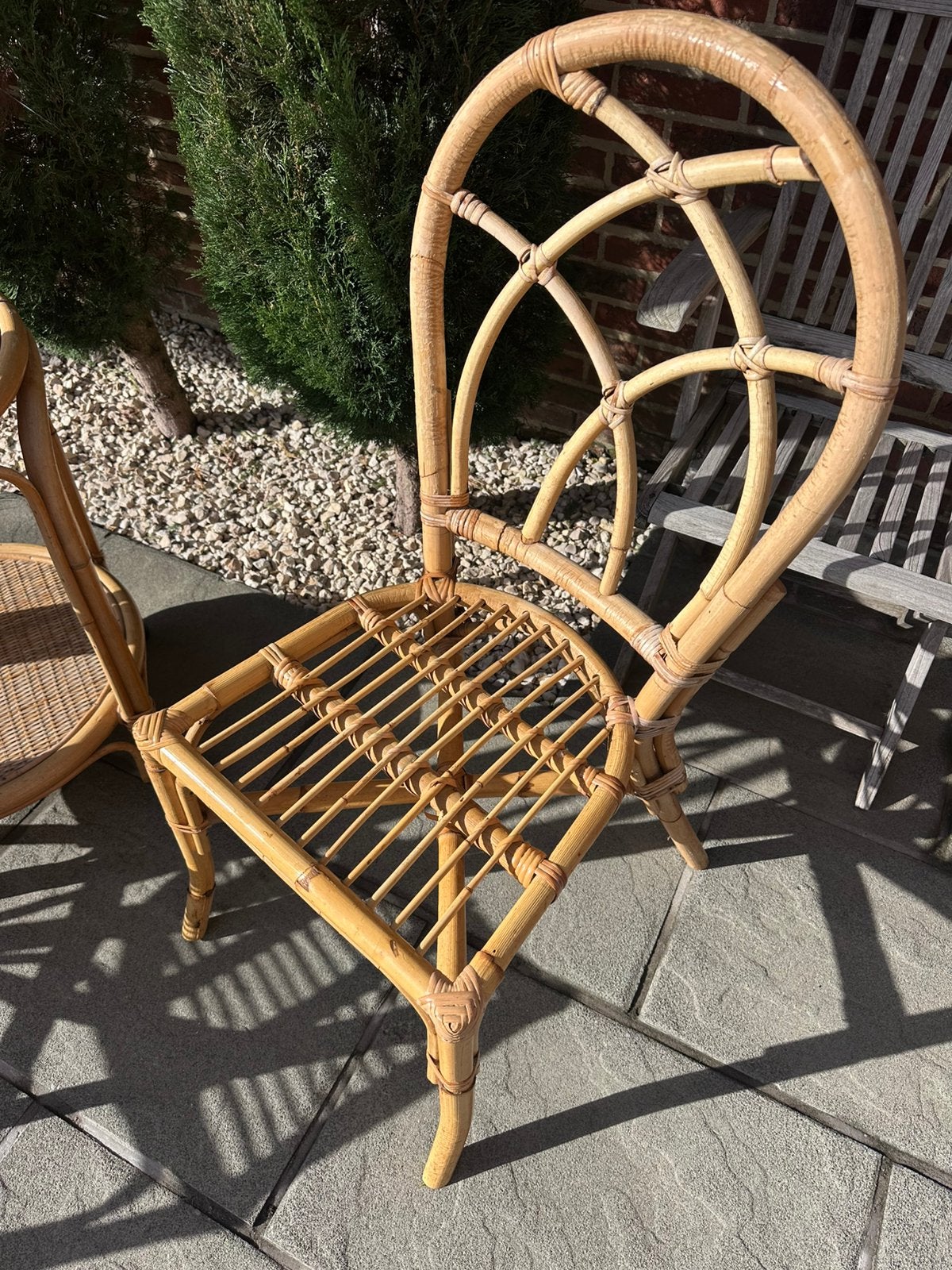 Chaise vintage en bambou/rotin, Jardin & Terrasse, Enlèvement, Utilisé, Rotin