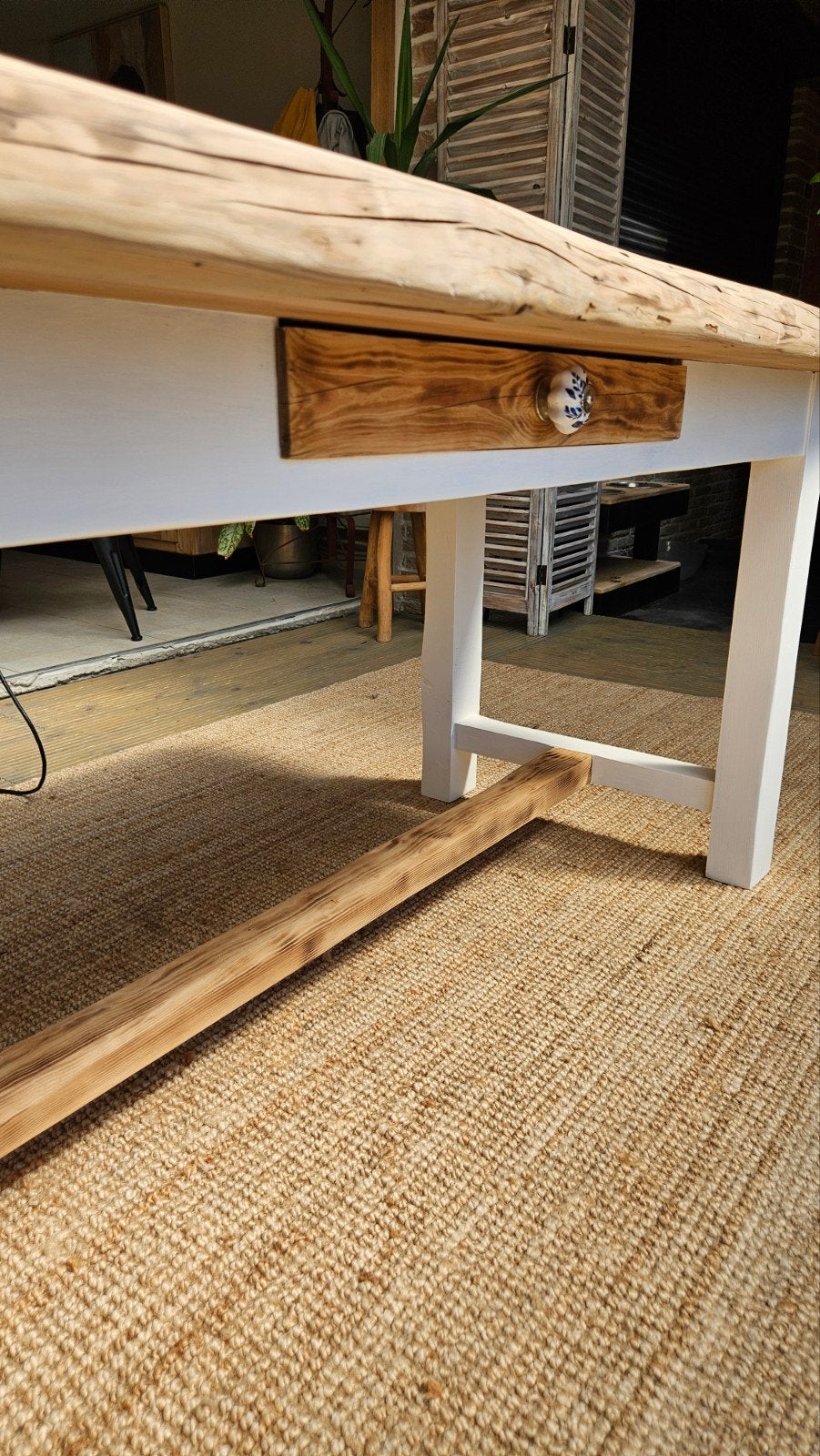 Table de ferme authentique en bois massif, Maison & Meubles, Enlèvement