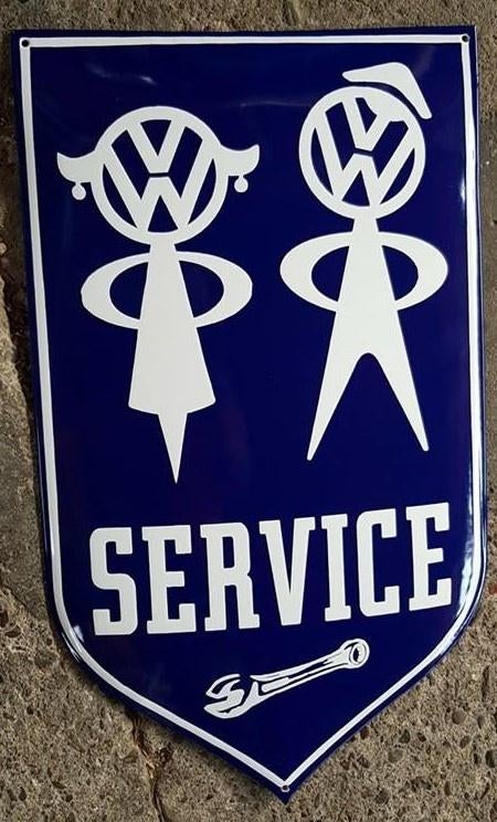 VW service zwaar emaillen reclame decoratie bord mancave, Collections, Marques & Objets publicitaires, Comme neuf, Panneau publicitaire