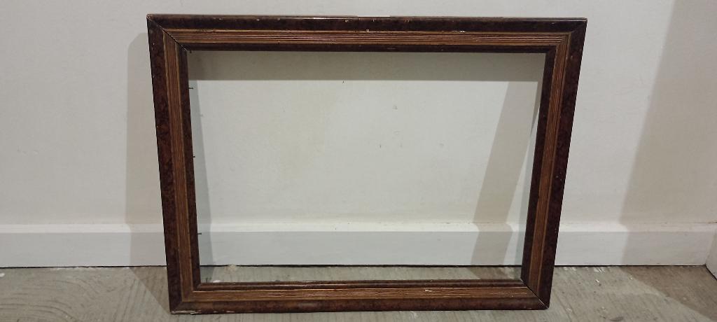 Cadre vide ancien Loupe d'Orme et liseré doré,45.5x33,c39, Enlèvement, Utilisé, Bois