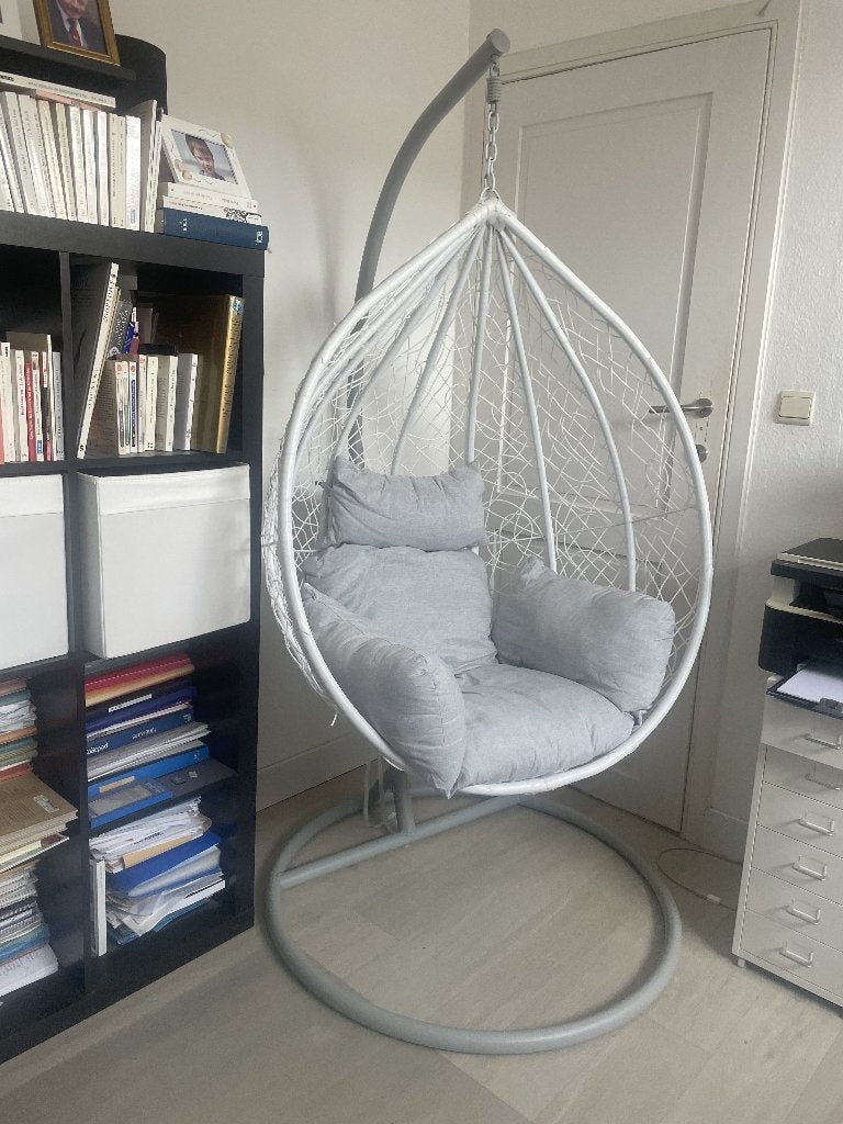 Fauteuil suspendu blanc / gris clair, 100 à 125 cm, Comme neuf, Enlèvement, Synthétique