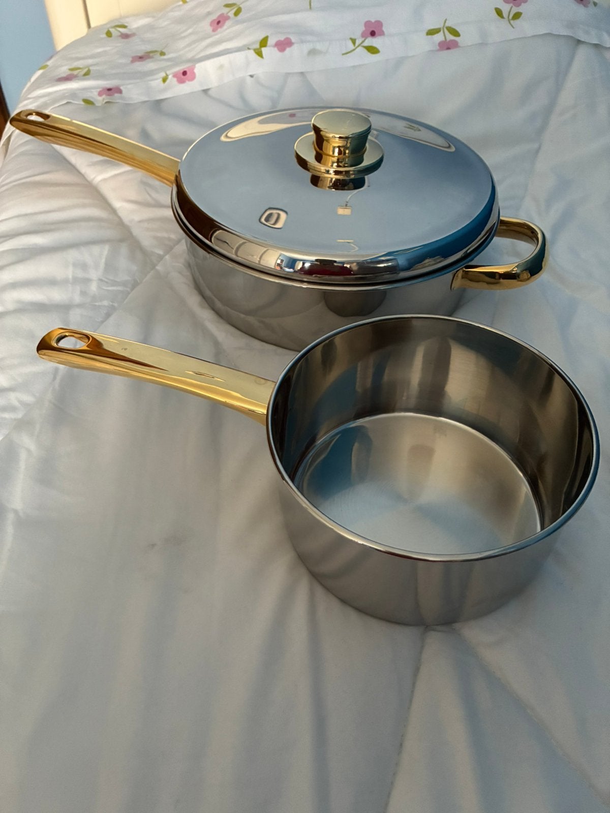 Pannen BK Schuman gold  24 karaat 18/10, Ophalen, Inox, Keramische plaat, Nieuw