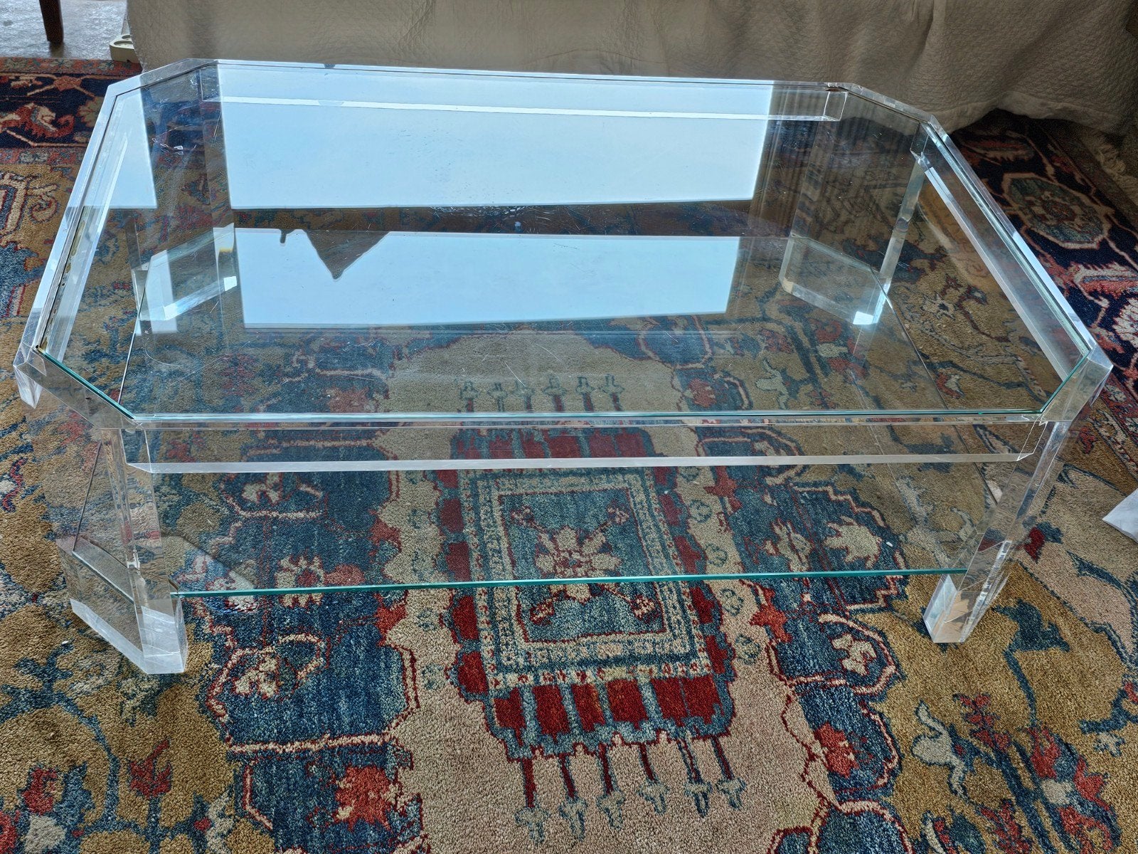vintage glazen Salontafel Met Plexiglas, Huis en Inrichting, Tafels | Salontafels, Ophalen
