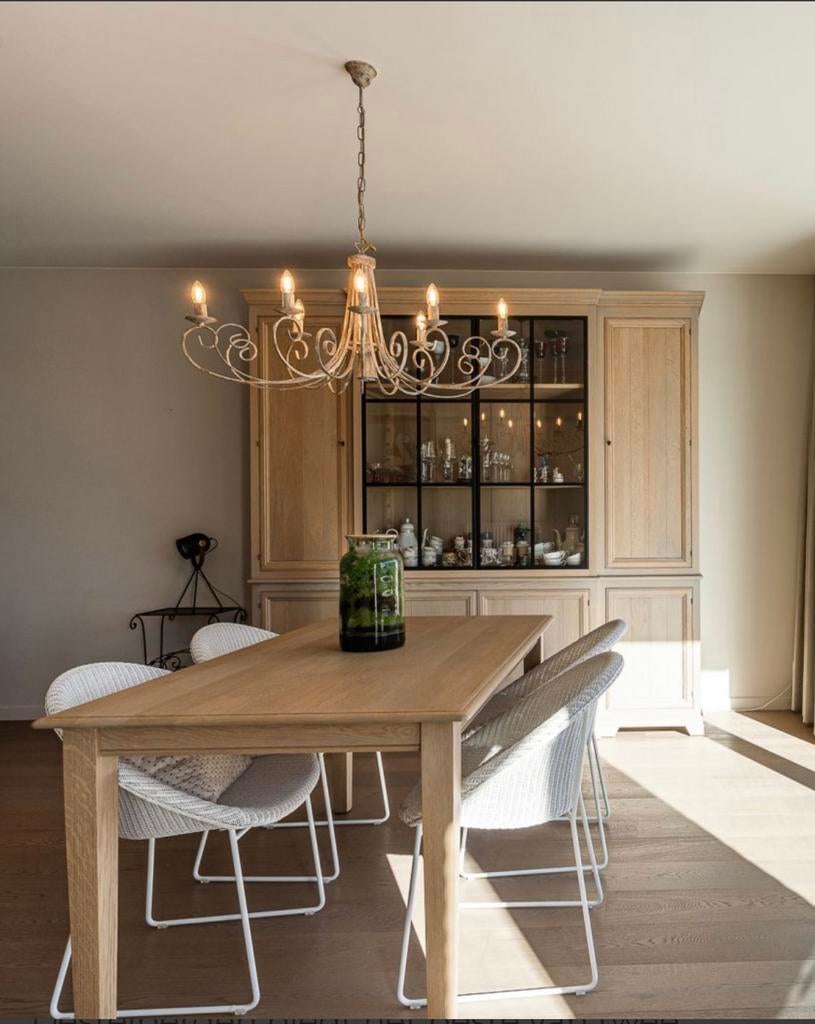 Wandkast - tafel - stoelen (Pontzeele interieur), Enlèvement, Comme neuf, Cottage, 4 à 6 chaises