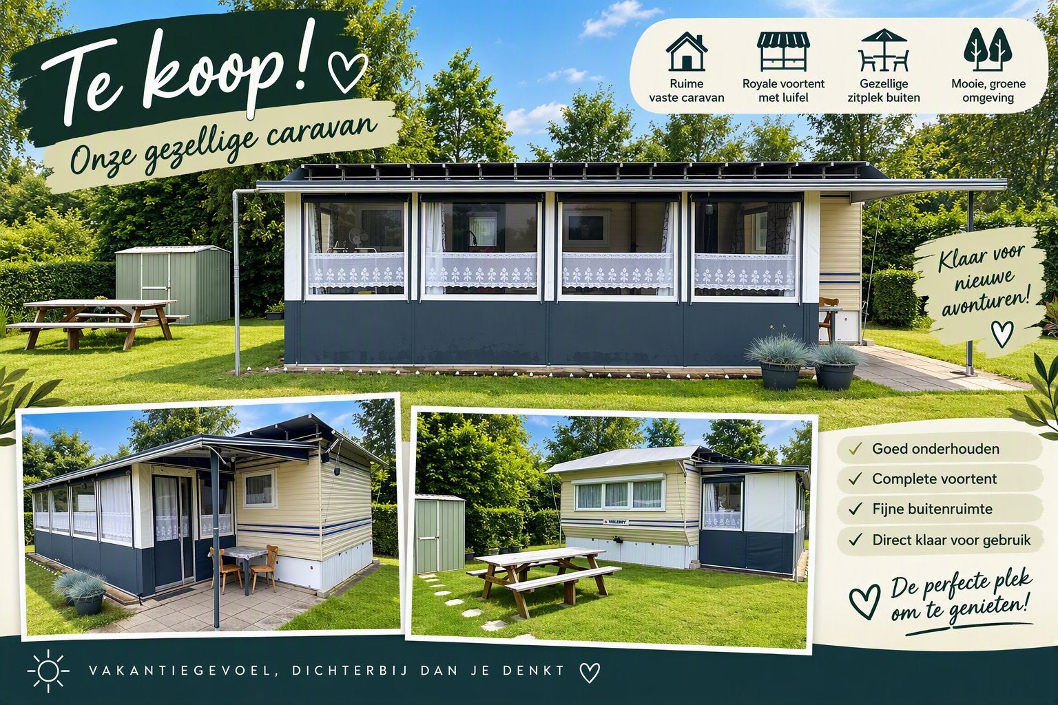 Caravan spacieux avec auvent, climatisation et 8 couchages, Caravanes & Camping, Plus de 6
