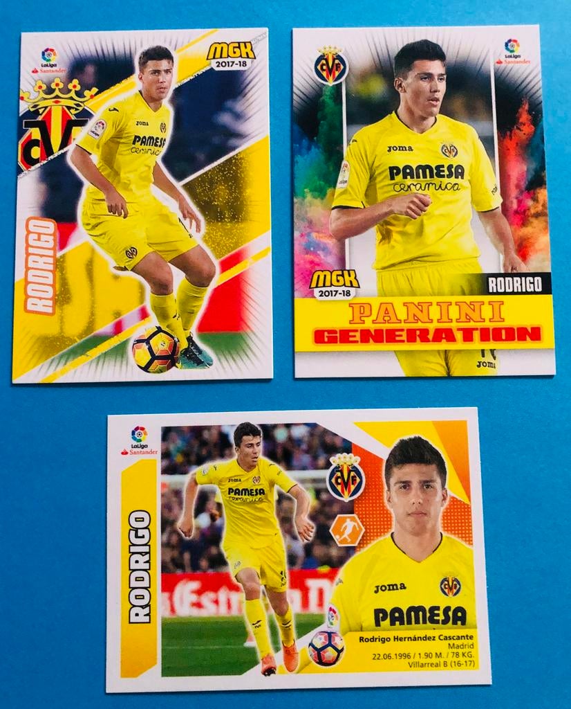 Lot 3 PaniniRodrigo Hernandez Liga /Megacracks2017/18 Rookie, Envoi, Neuf, Autocollant