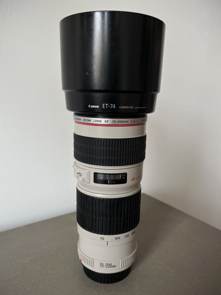 Canon EF 70-200mm f/4 L USM, Pare-soleil, Téléobjectif, Comme neuf, 200 mm