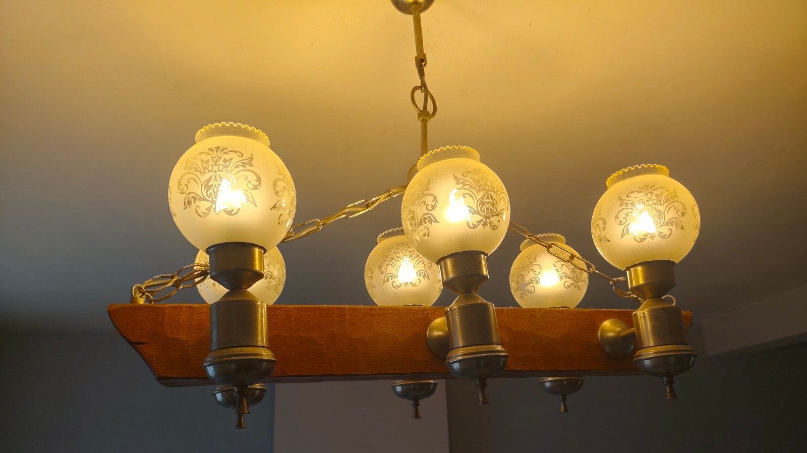 Kroonluchter in bistrotstijl, Ophalen, Glas