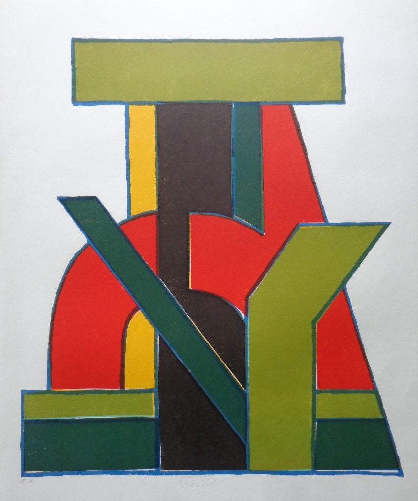 JOSUA REICHERT / COMPOSITIE / KLEURZEEFDRUK / 67x56cm / SIG, Antiquités & Art, Édition limitée, Enlèvement ou Envoi, Abstrait