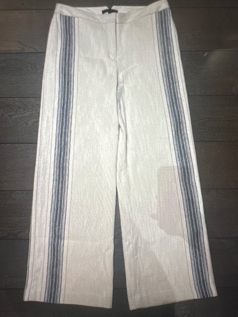 Pantalon design de marque de luxe beige à rayures grises, Enlèvement ou Envoi, Beige, Comme neuf, Longs