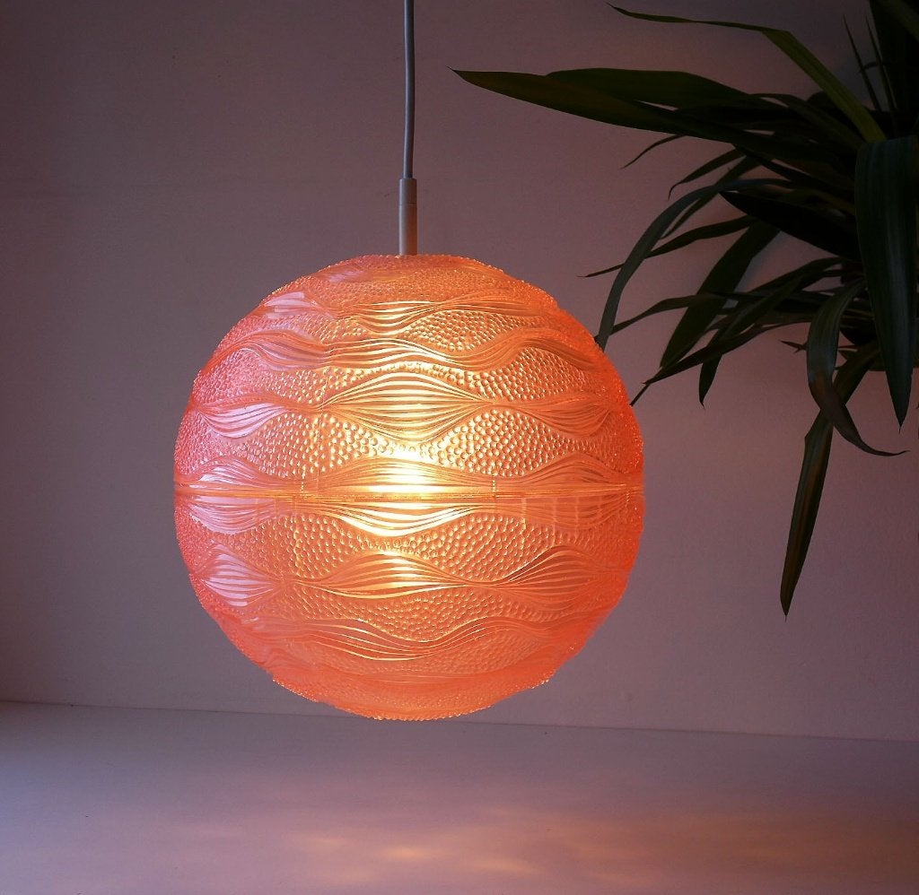 Zeldzame Vintage Hanglamp Jaren 60 70 Retro Bolvormige Lamp, Ophalen of Verzenden