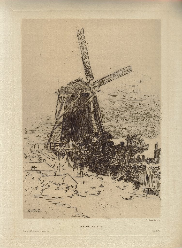 Jean-Charles Cazin ets "En Hollande", uitgave Revue de l'Art, Eau-forte, 1800 - 1899, Paysage, Enlèvement