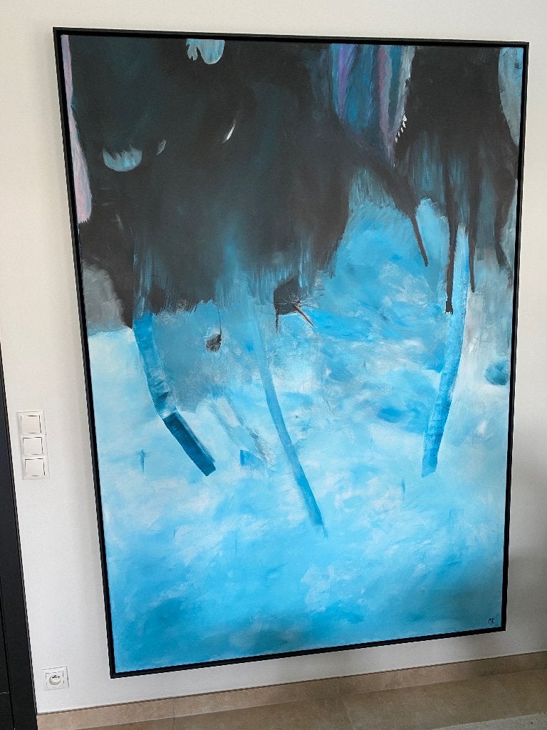 Unieke handgeschilderd schilderij met kader, Enlèvement