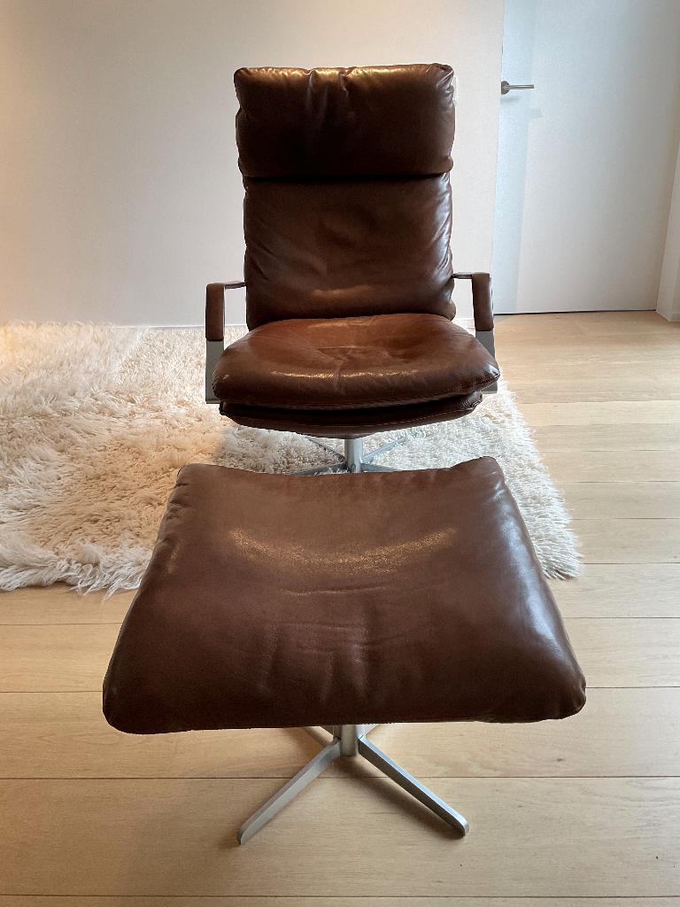 zetel + voetbank Søren Lund, Huis en Inrichting, Ophalen, Gebruikt, Leer, 75 tot 100 cm