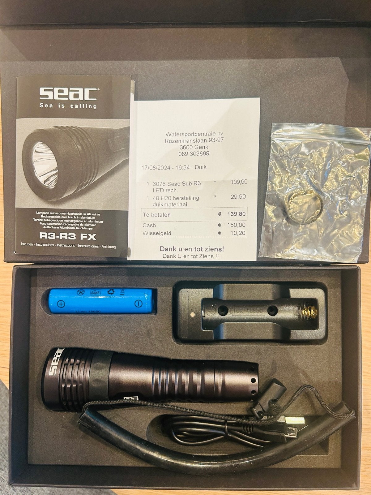 SEAC R3 Duiklamp – nieuwstaat met garantie, Caravans en Kamperen, Zaklampen, Zo goed als nieuw, Ophalen