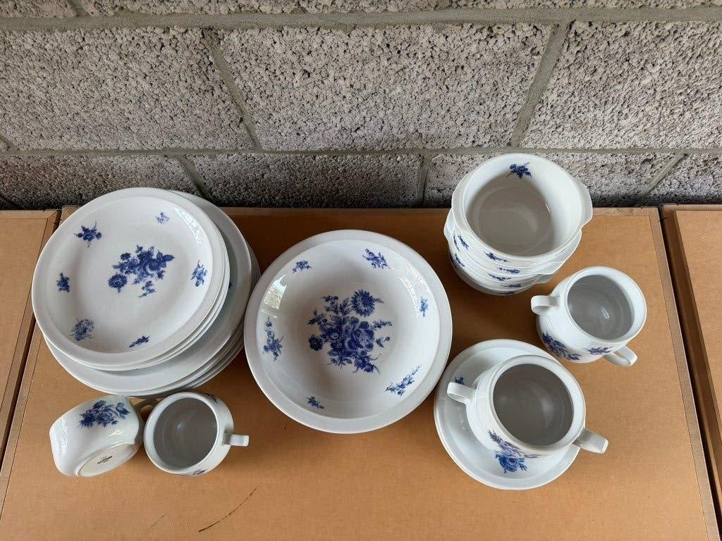 Vintage servies Bareuther Waldsassen Bavaria Blauw/Wit, Antiek en Kunst, Ophalen