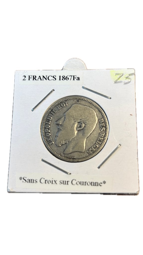 LEOPOLD II: Zilver 2 FRANCS 1867F, Ophalen of Verzenden, Zilver, Zilver