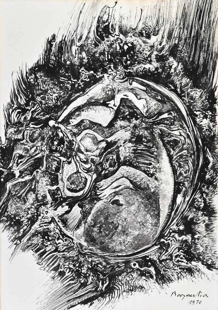 Grote rietpentekening van Andre Bogaert, Antiek en Kunst, Ophalen