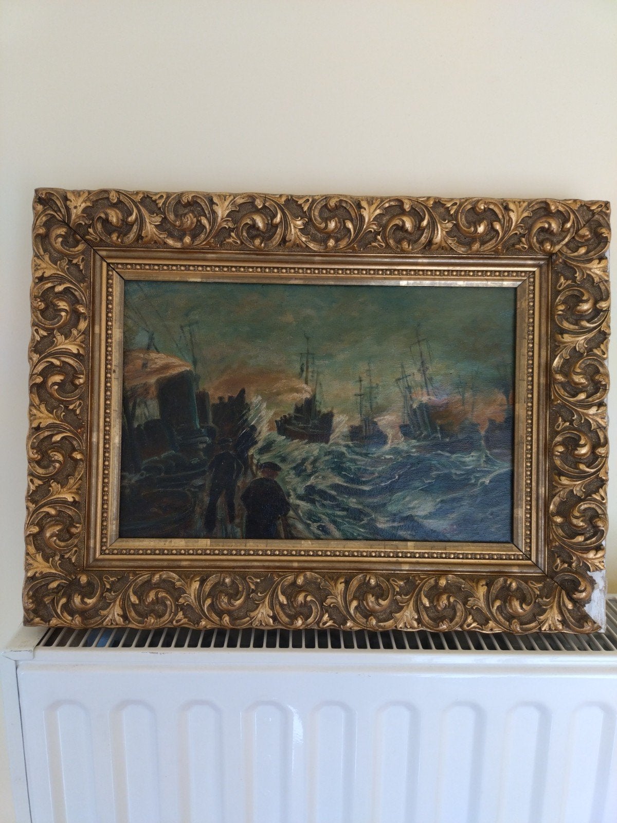 antiek schilderij "" zeeslag "", Antiek en Kunst, Ophalen
