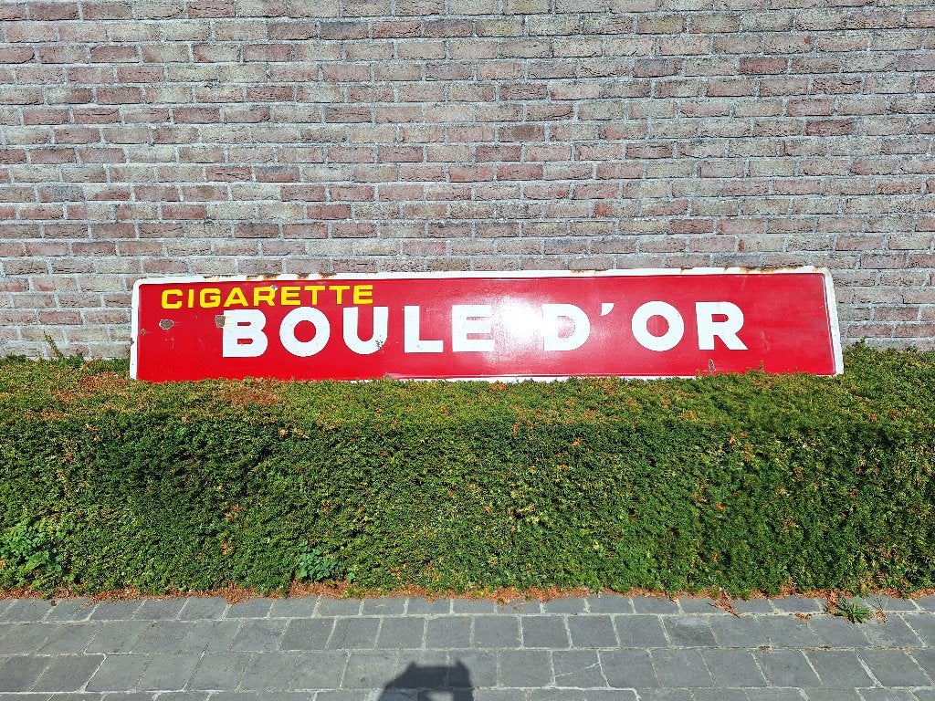 Plaque émaillée Boule d'Or Cigarette, Collections, Enlèvement, Utilisé, Panneau publicitaire