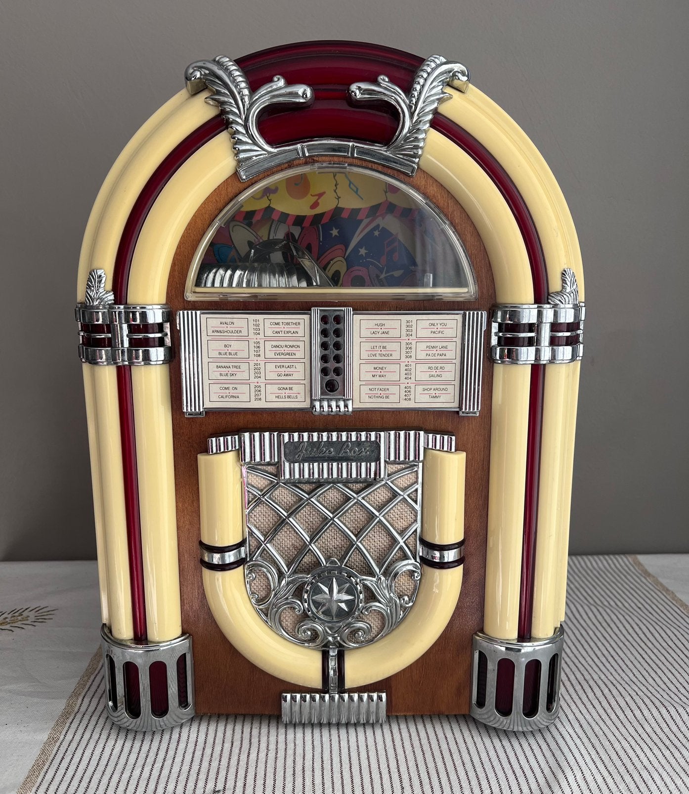 Juke-box de table vintage style Wurlitzer – Radio / K7, Enlèvement, Utilisé, Radio